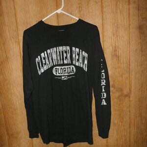 New Clearwater Beach FL  T Shirt Men's  Med Long Sleeve Black Crew Jersey